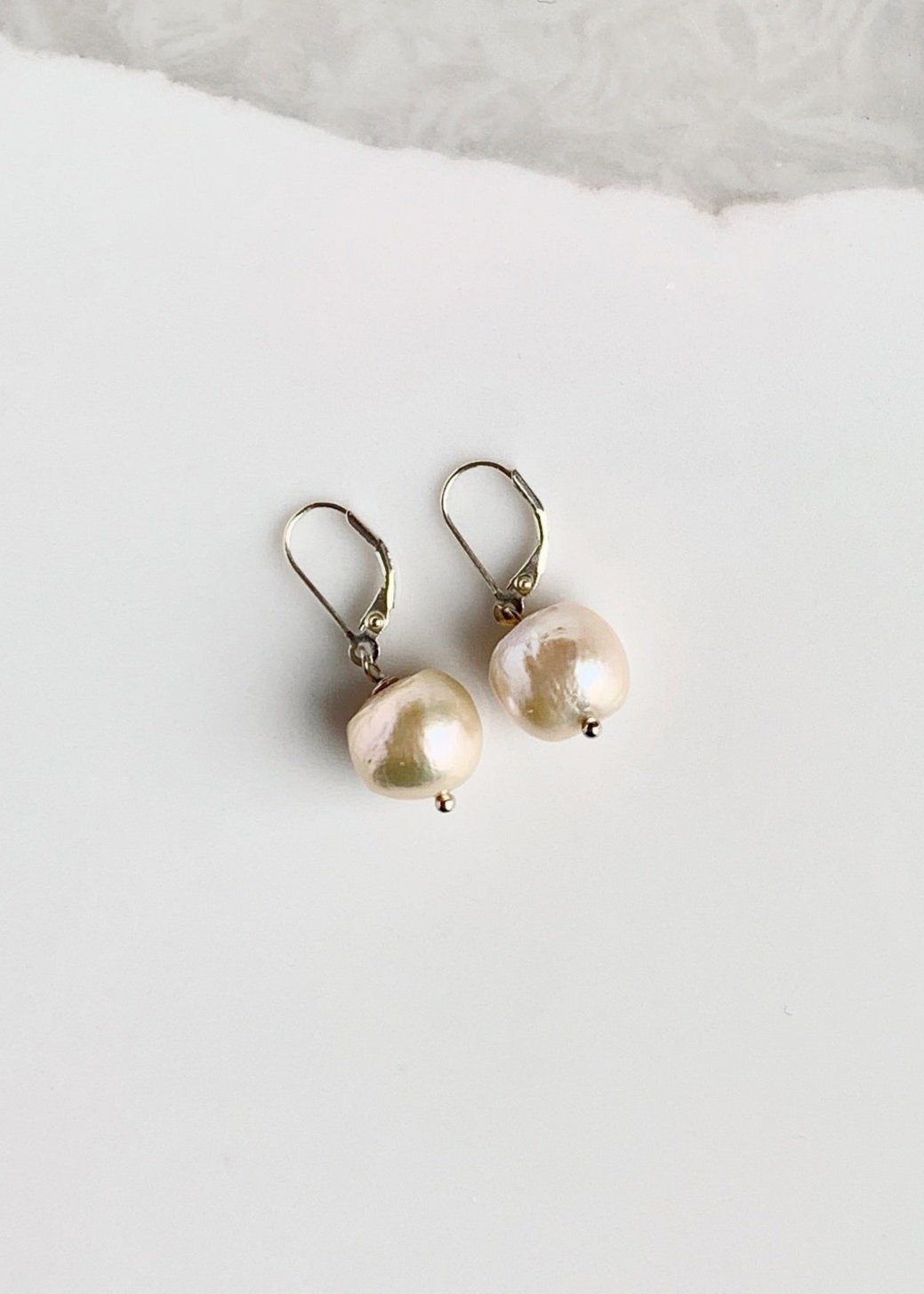 Large Champange Freshwater Pearl Earrings with Sterling Silver Leverback