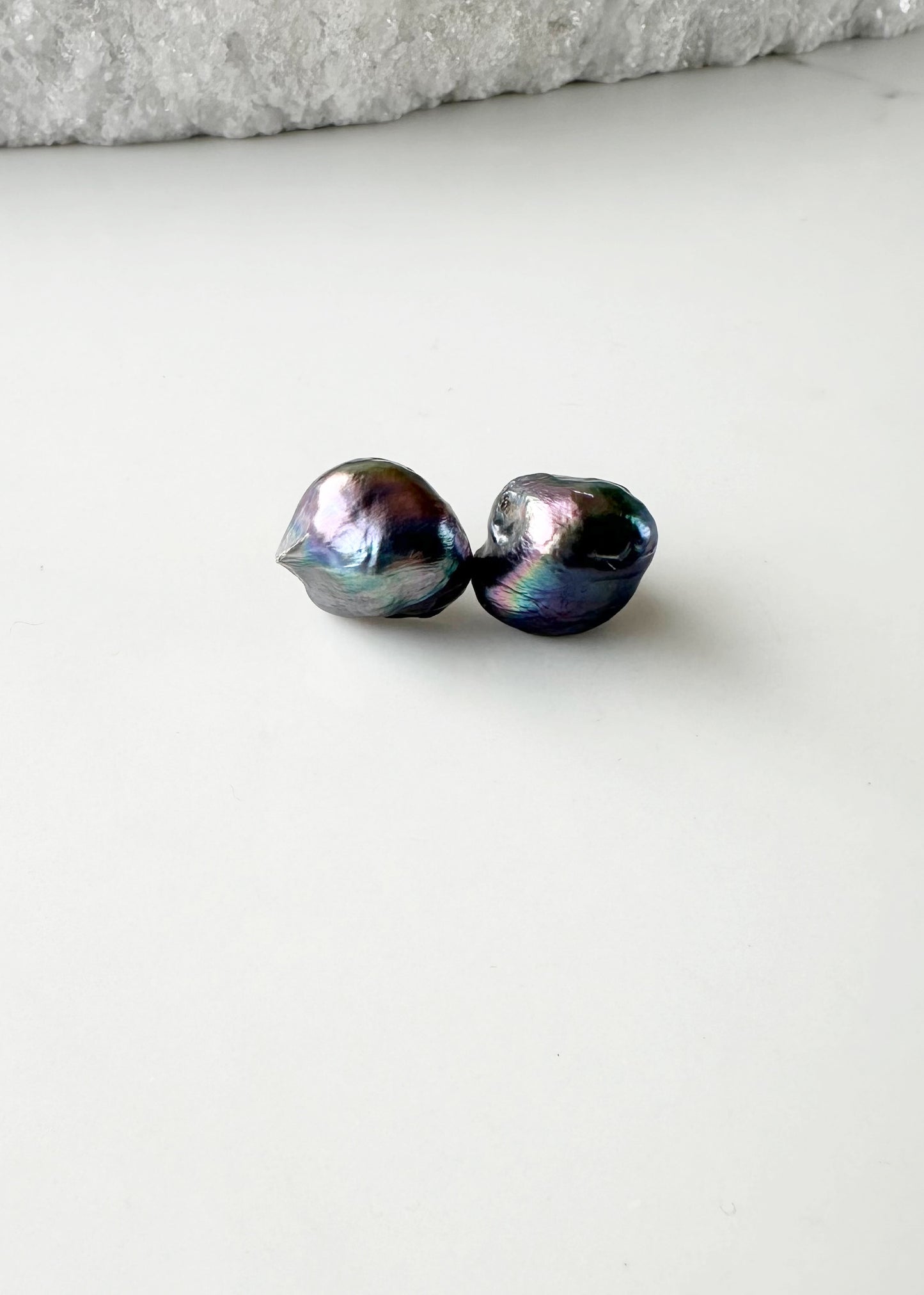 Extra Large Black Baroque Freshwater Pearl Earrings on Sterling Silver Studs