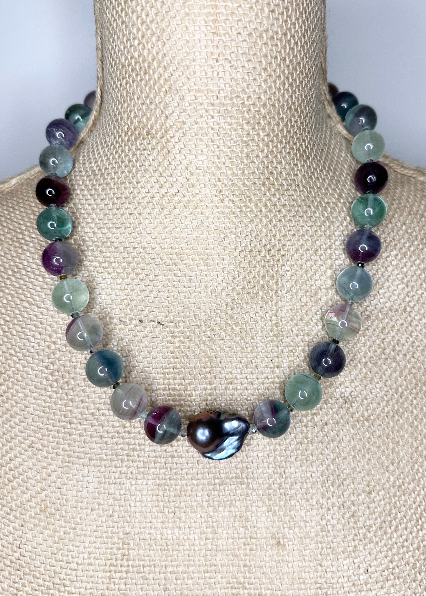 FLUORITE & BAROQUE PEARL NECKLACE - WANTED ONE OF A KIND