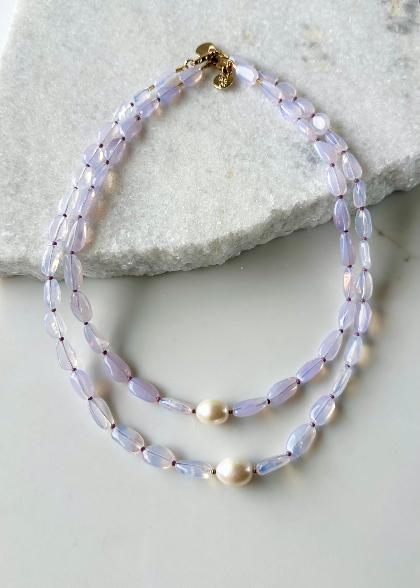 MILKY LAVENDER AMETHYST & PEARL 20.5
