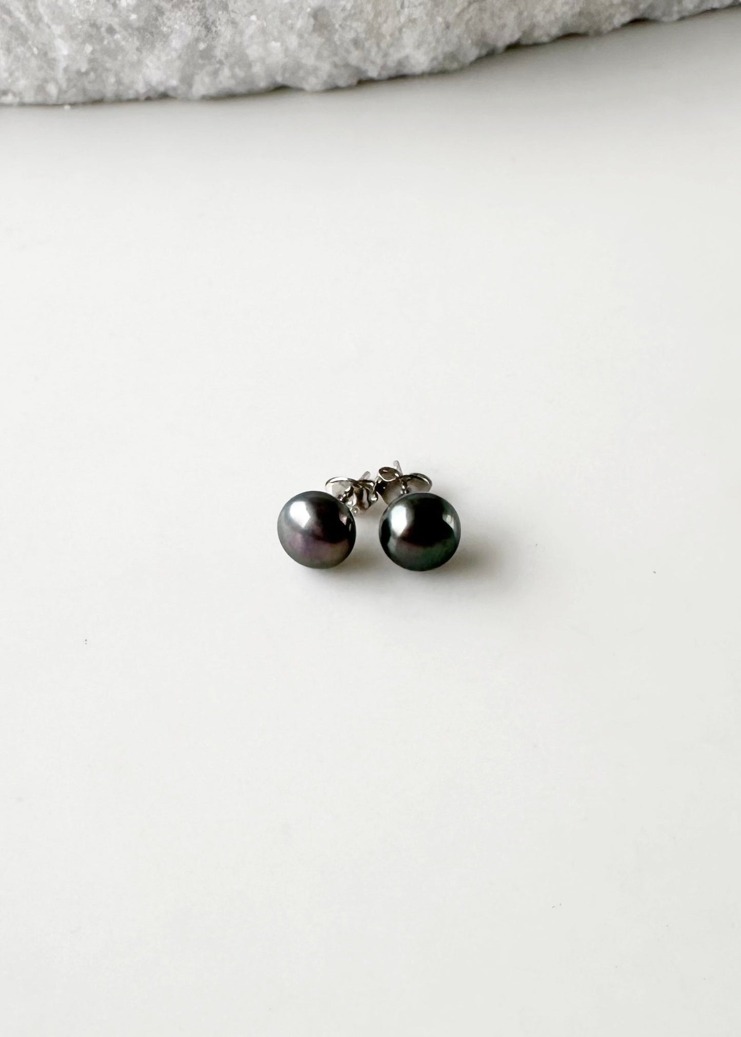 These Pretty Black 8mm Freshwater Pearl Stud Earrings are on Sterling Silver Posts and Butterfly.  A Fan Favorite!