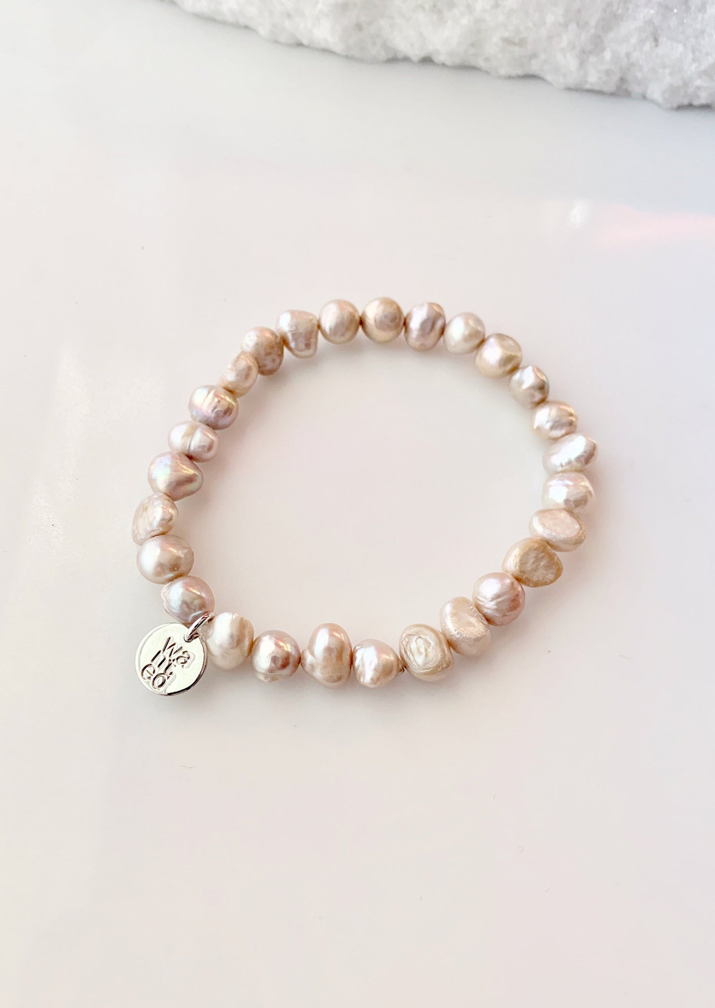 Pretty Stretch Bracelet with Baroque Champagne Freshwater Pearls that can be Worn Alone or Stacked with your Other Favorites.