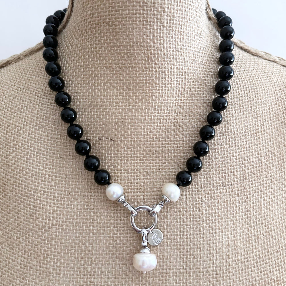 
                      
                        Handmade Stone and pearl drop necklace with detachable pendant
                      
                    