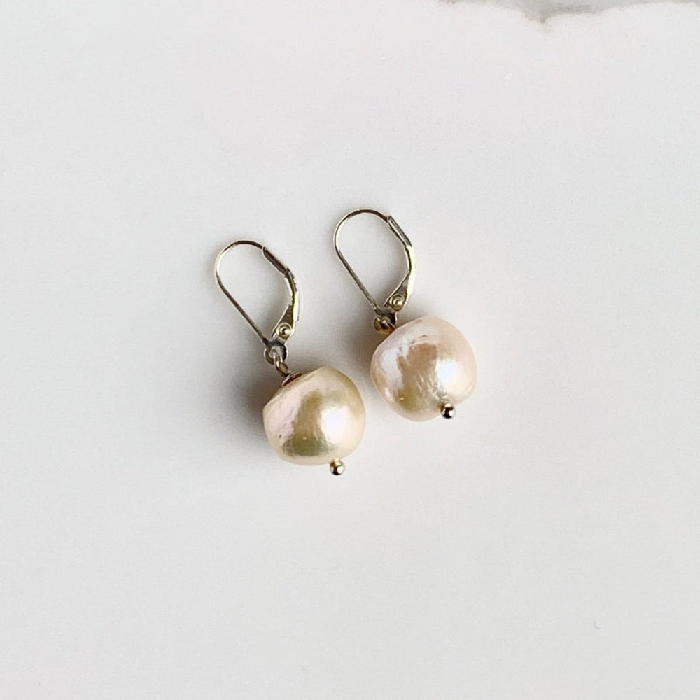 
                      
                        Large Champange Freshwater Pearl Earrings with Sterling Silver Leverback
                      
                    