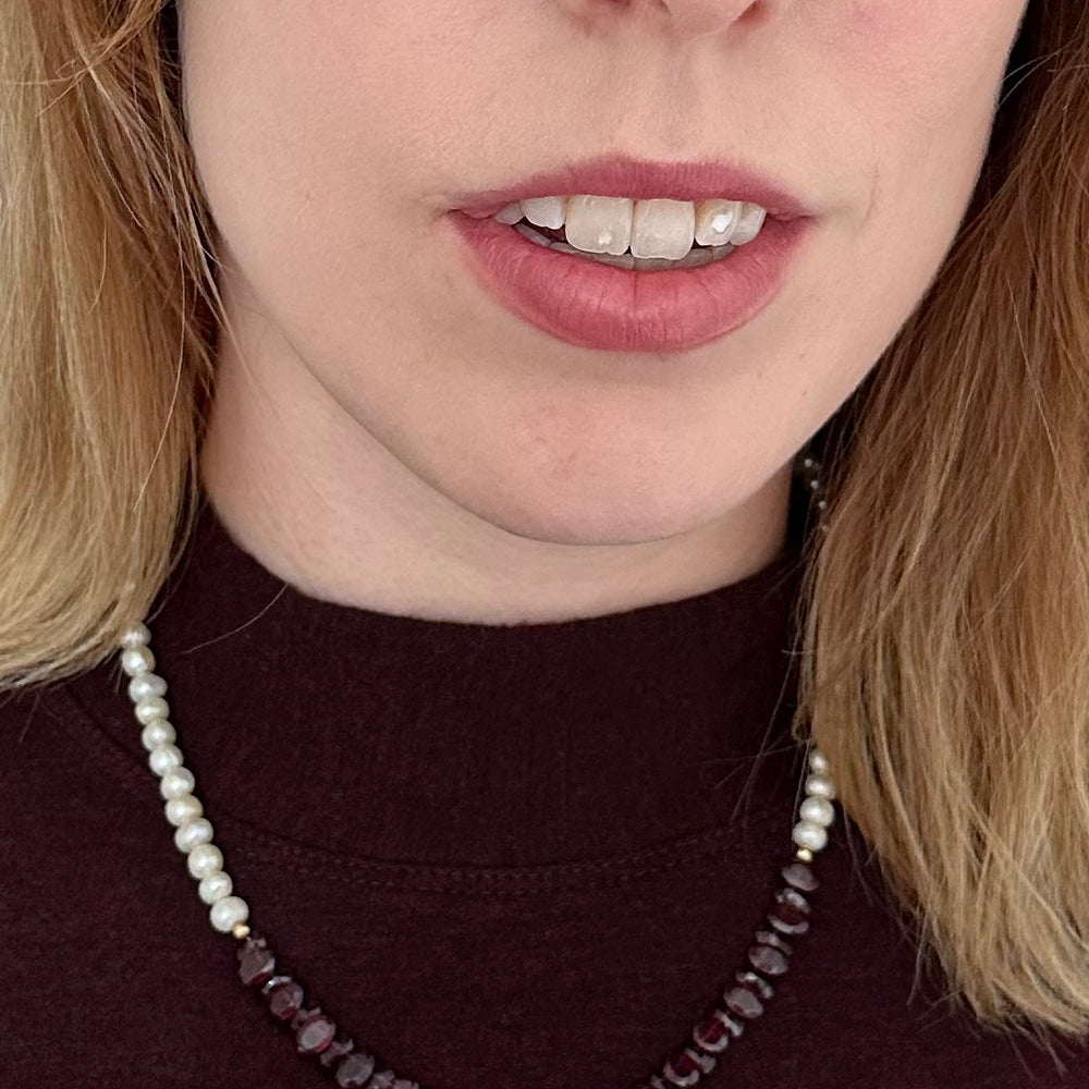 
                      
                        GARNET & PEARL NECKLACE - WANTED ONE OF A KIND
                      
                    