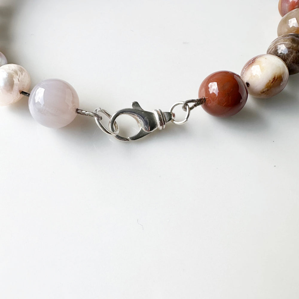 
                      
                        PETRIFIED WOOD OPALITE & BAROQUE PEARL NECKLACE - WANTED ONE OF A KIND
                      
                    