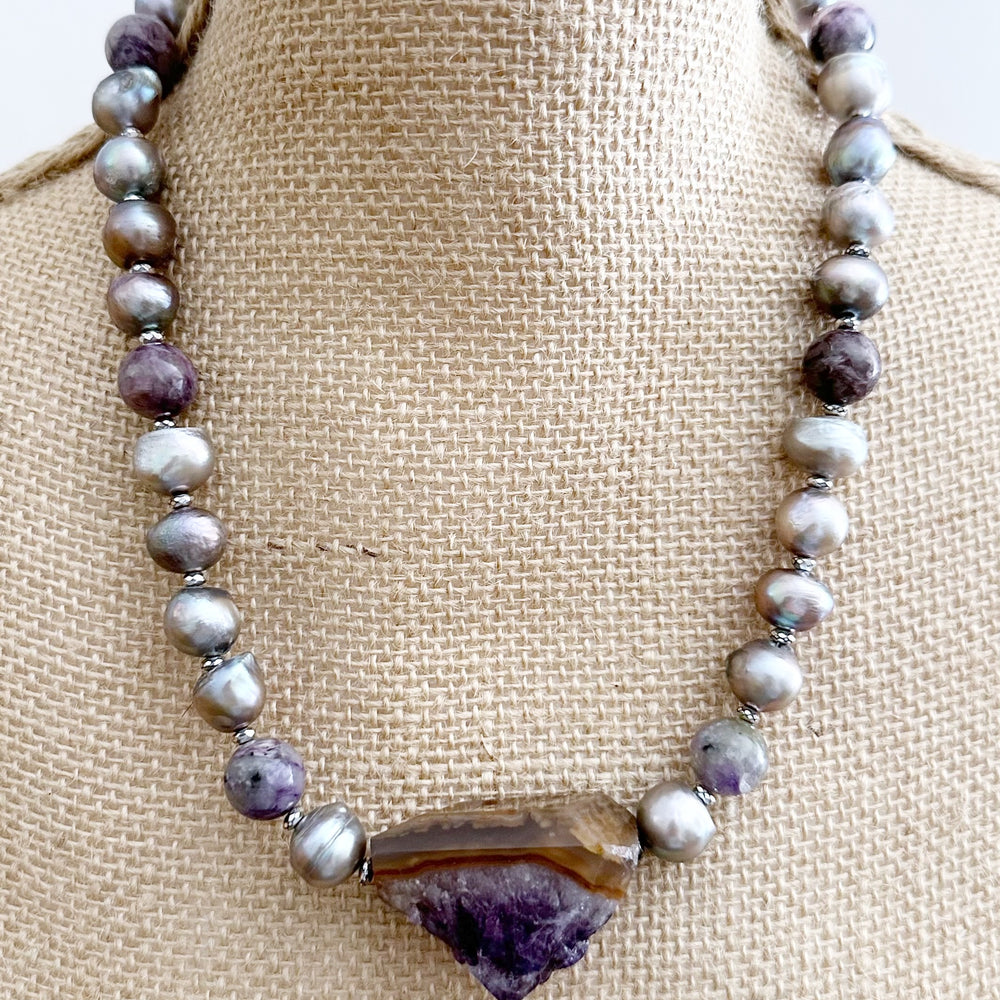 AMETHYST & PEARL NECKLACE - WANTED ONE OF A KIND