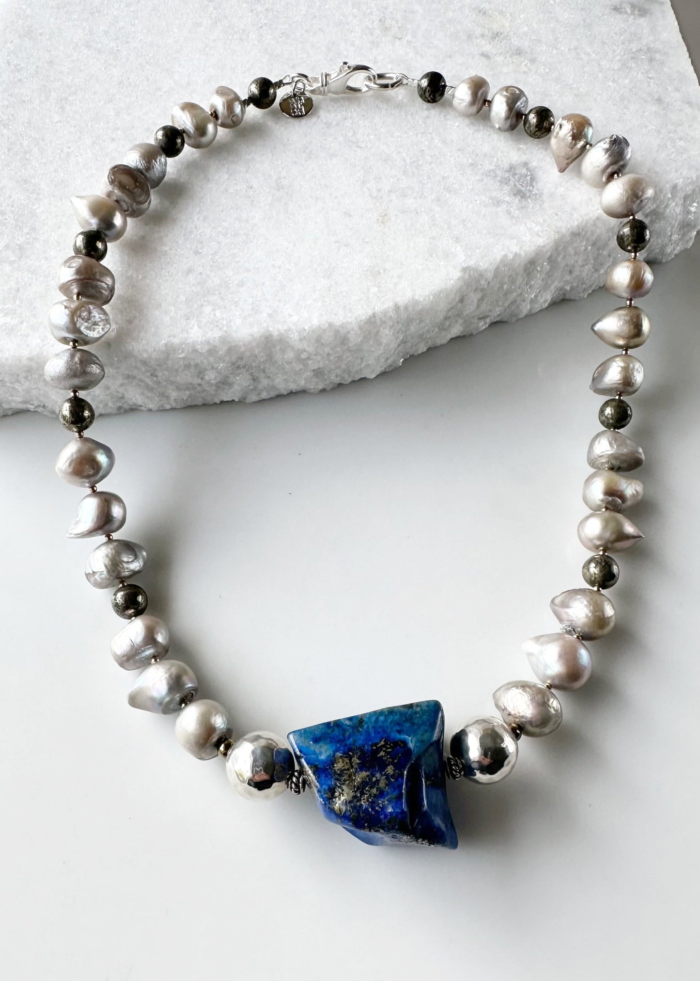 LAPIS & PEARL NECKLACE - WANTED ONE OF A KIND