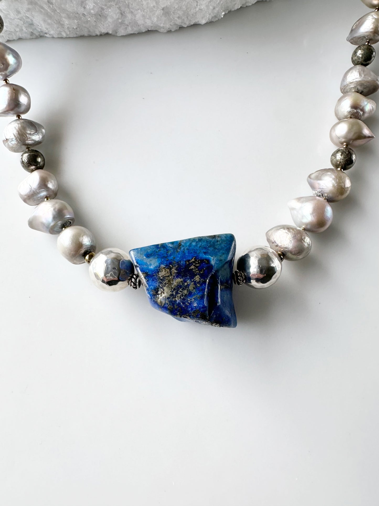 LAPIS & PEARL NECKLACE - WANTED ONE OF A KIND