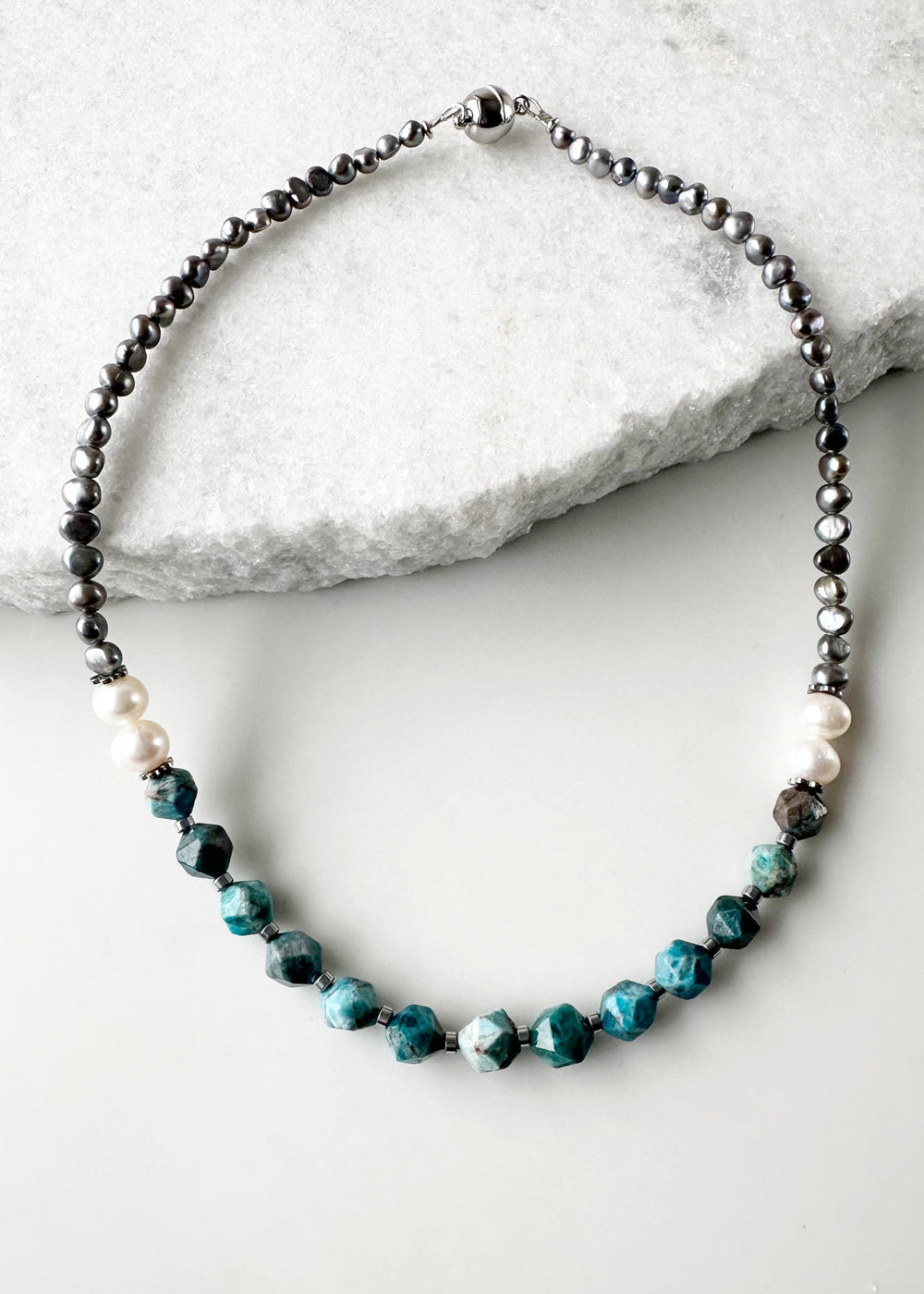 APATITE & PEARL NECKLACE - WANTED ONE OF A KIND