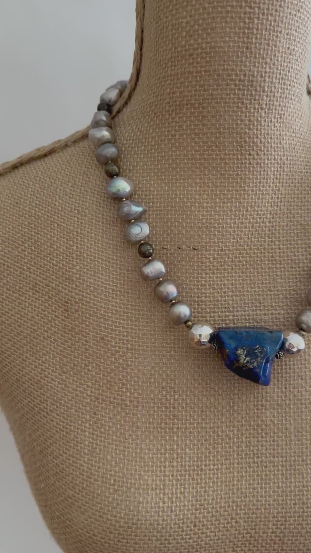 LAPIS & PEARL NECKLACE - WANTED ONE OF A KIND