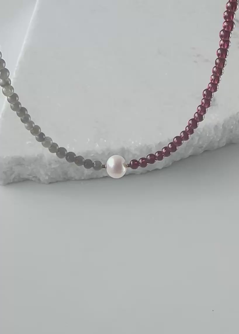 GARNET, LABRADORITE & PEARL NECKLACE - LIMITED EDITION