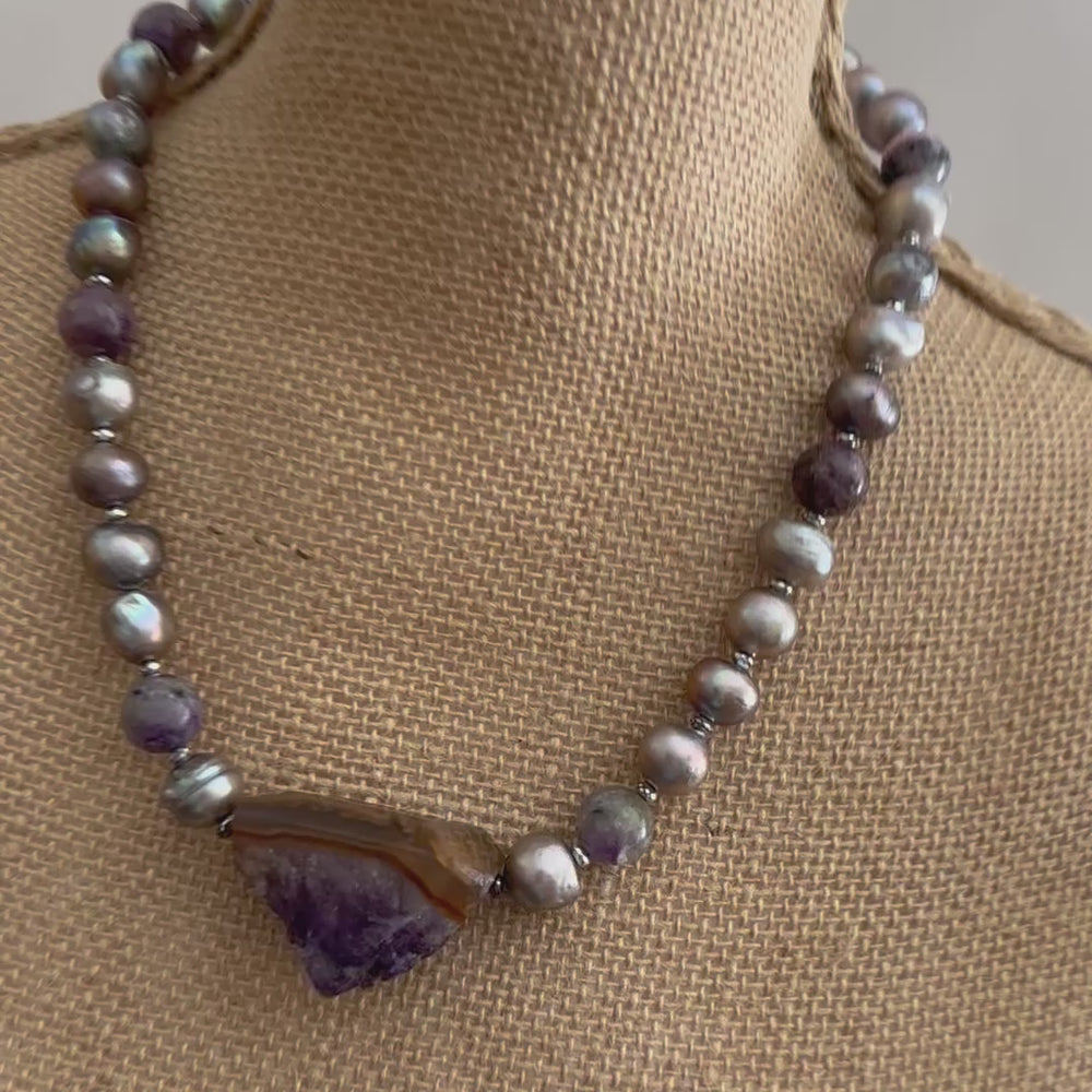 
                      
                        Load and play video in Gallery viewer, AMETHYST &amp;amp; PEARL NECKLACE - WANTED ONE OF A KIND
                      
                    