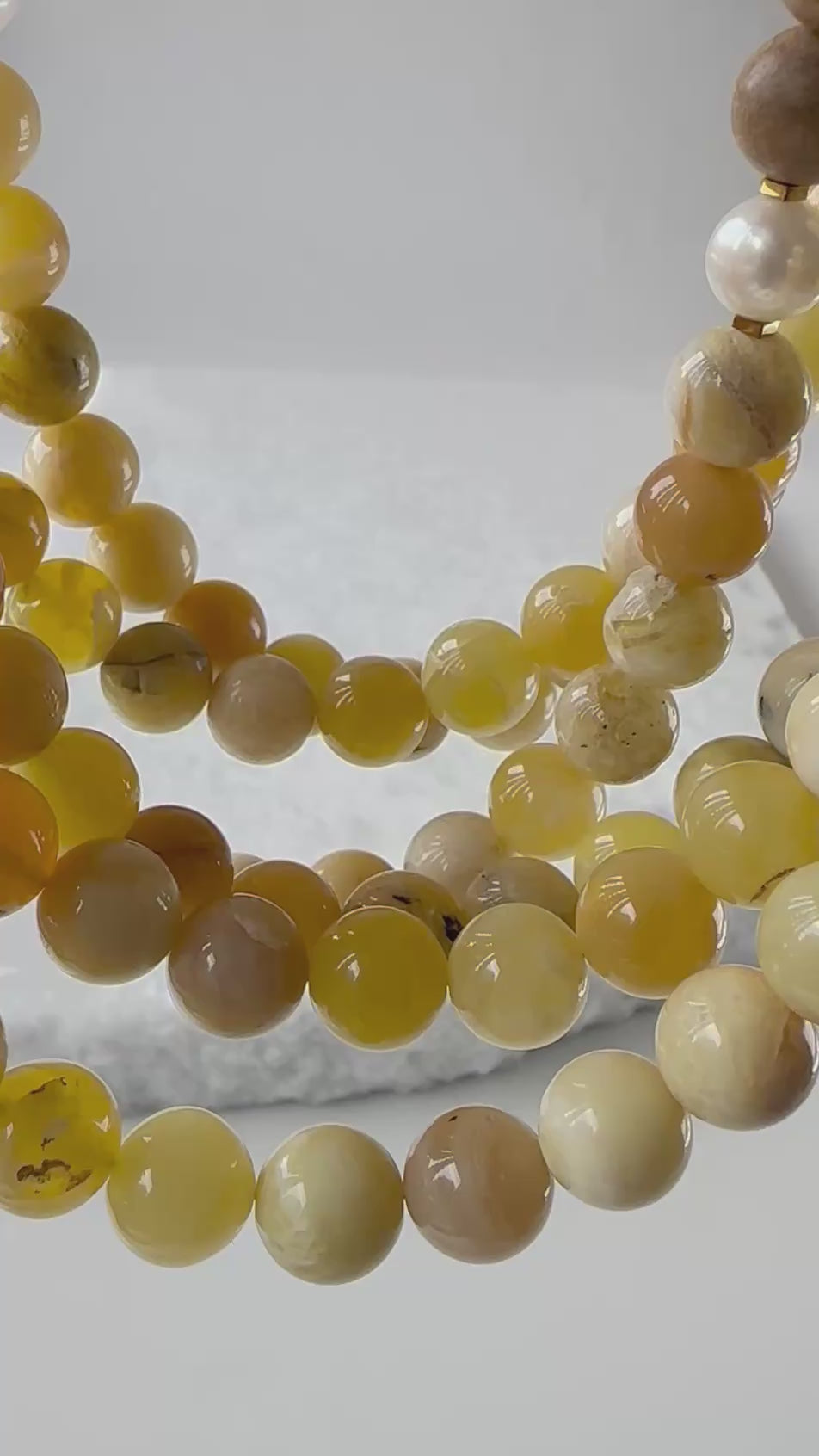 YELLOW OPAL, SILKWOOD & PEARL NECKLACE - LIMITED EDITION