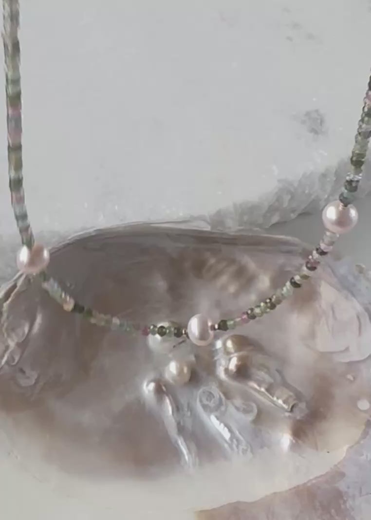 TOURMALINE & PINK PEARL NECKLACE - WANTED ONE OF A KIND