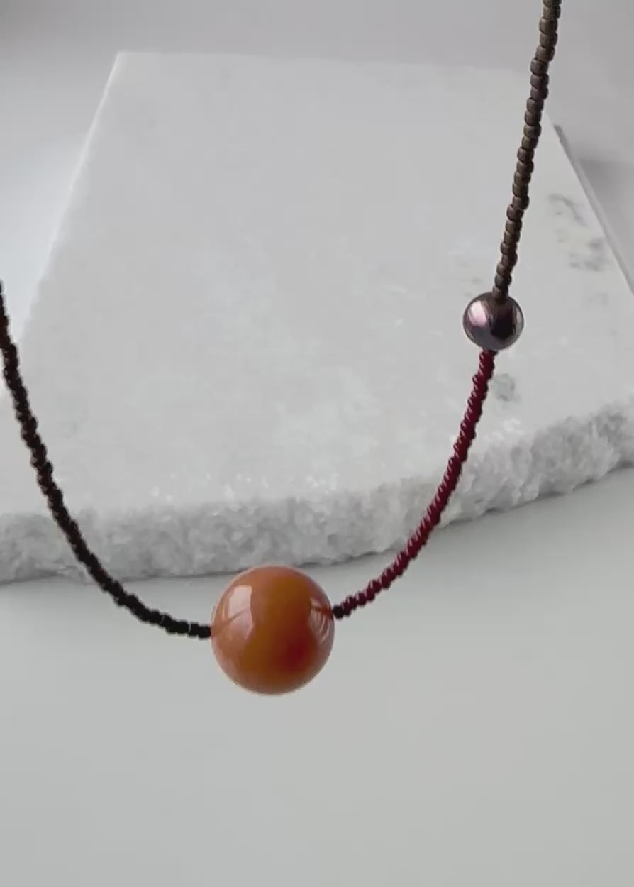 ORANGE AVENTURINE & PEARL NECKLACE - LIMITED EDITION